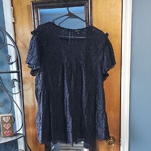 Torrid Black Lace Ruffled Blouse